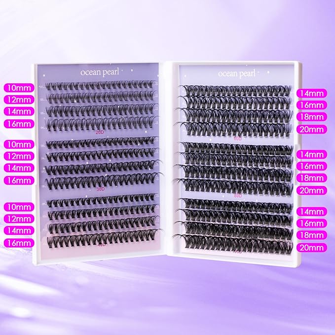 Ocean Pearl Lash Clusters 480PCS 10-20mm Individual Lashes Thick Cluster Eyelash Extensions 20D+30D+40D+60D+80D+100D Eyelash Clusters Lashes Clusters Eyelashes DIY Lash Extension Cluster Lashes-6