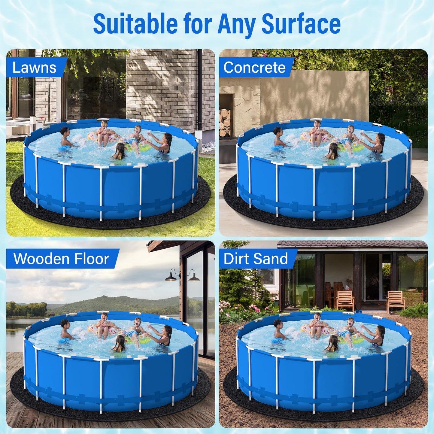 350 G/M² Pool Liner Pad 24 FT Round Above Ground,Pool Padding Under Pool|Prevent Puncture|Thick Geotextile Material|Extend Life of Liner|Double Density Puncture Resistant,Outdoor Pool Bottom Pads