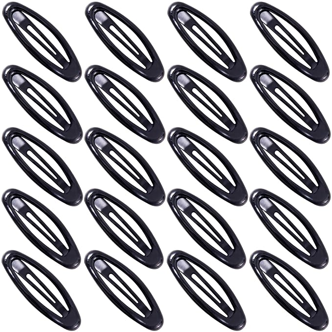 20PCS Oval Metal Snap Clips for Women No Slip Small Barrettes for Thin Fine Hair,Black