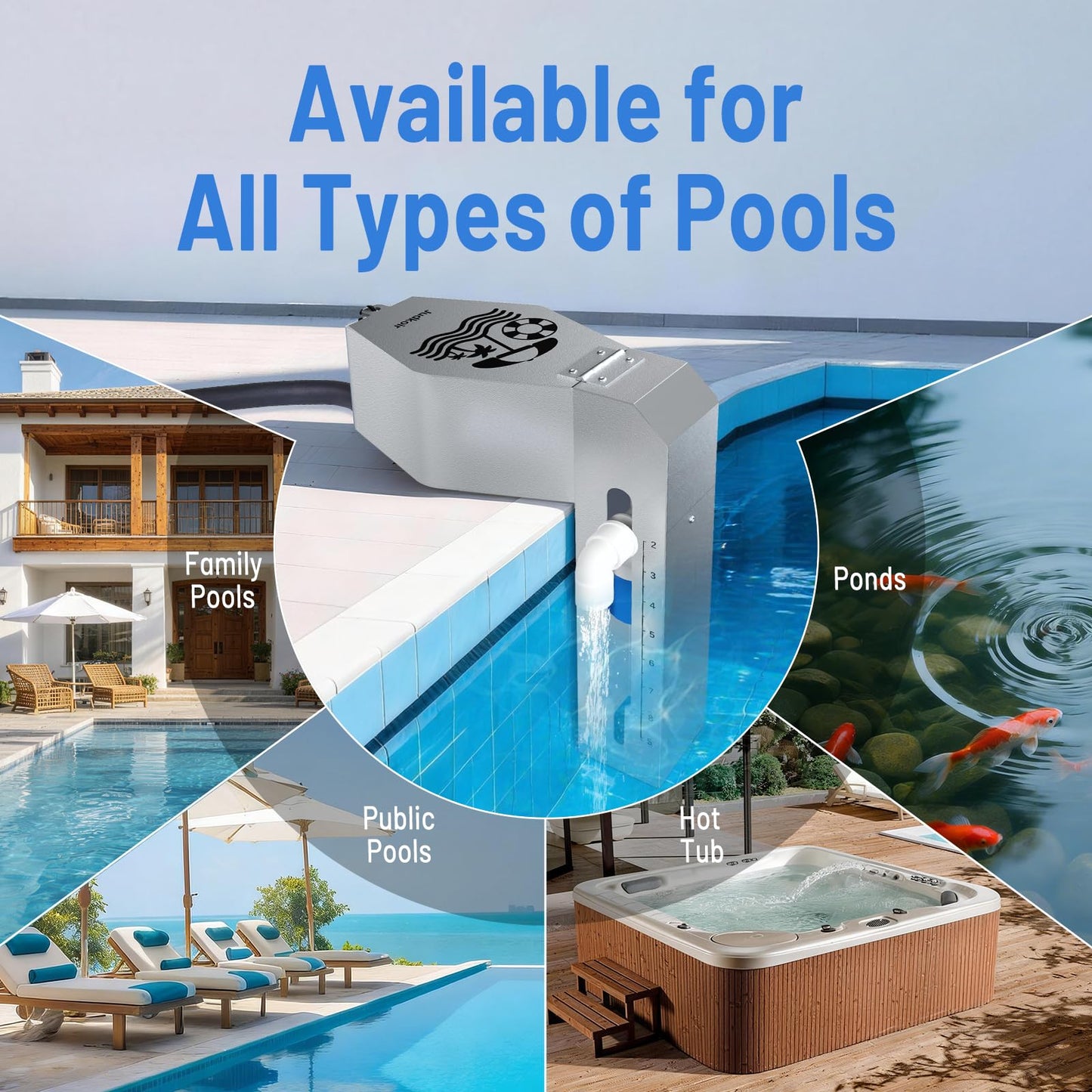 Judkoir Automatic Pool Filler, Metal Construction with Anti-Corrosion Coating, 2 to 9 Inch Visual Water Level Adjustment, Pool Water Leveler Auto Fill, Pool Stuff, Swimming Accessories