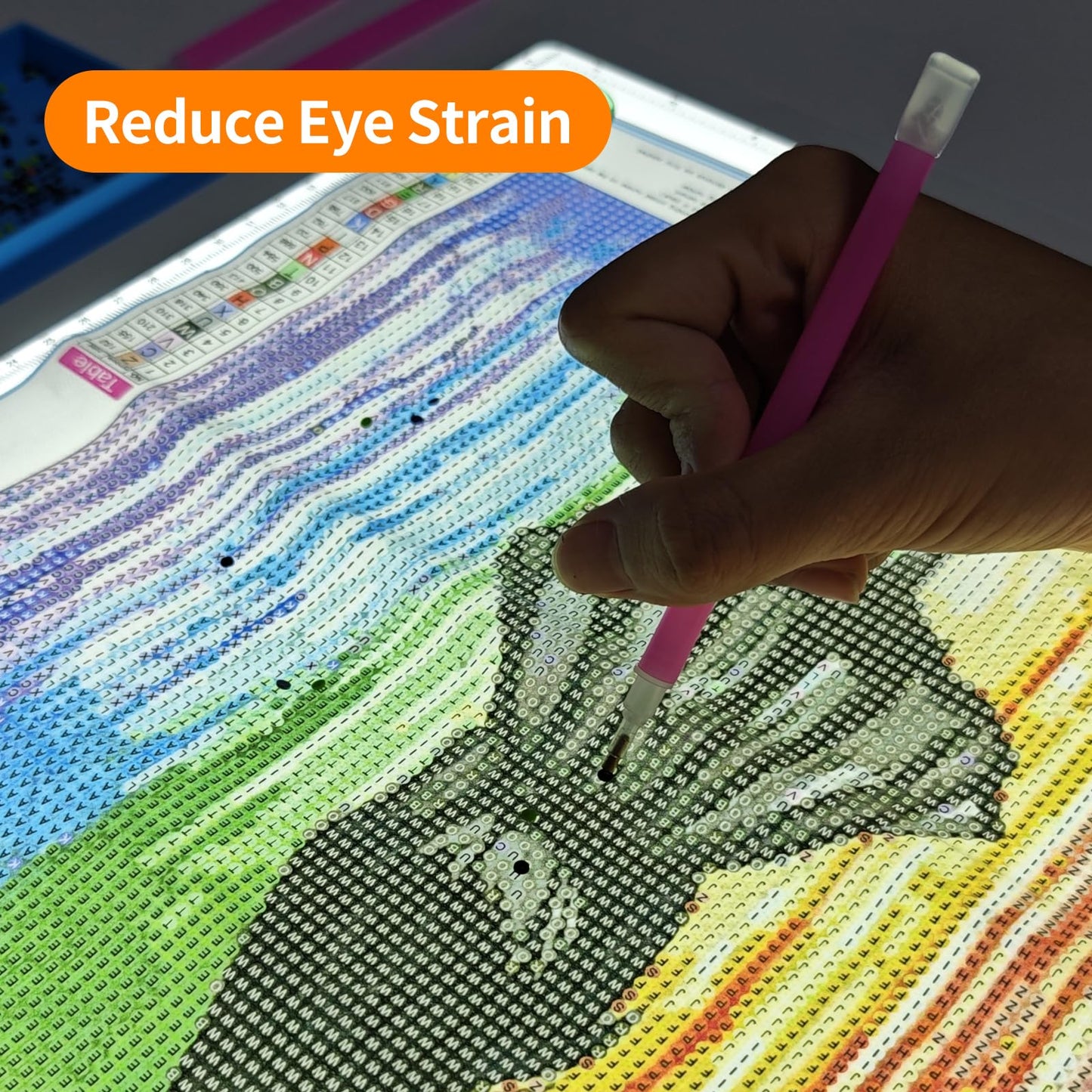 TOHETO A2 Light Pad 25.2''x18.4'', Large Magnetic LED Light Board for Diamond Painting, 3-Color Modes Light Box for Tracing, 6-Level & Stepless Dimmerable Diamond Art Light Table for Drawing,Sketching