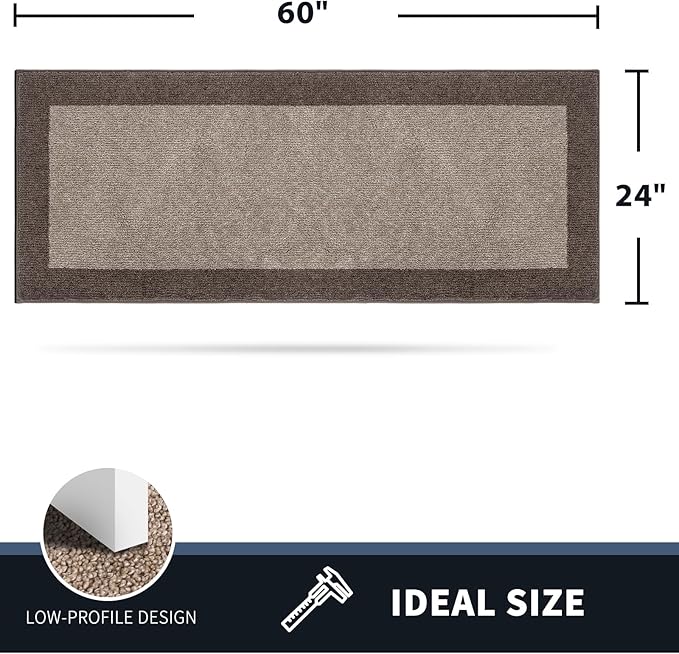 PURRUGS Dirt Trapping Door Mat 24" x 60", Non-Slip Washable Entry Mat, Dog Doormat, Front Door Mat, Super Absorbent Entrance Mat for Muddy Shoes & Paws, Beige & Grayish Brown
