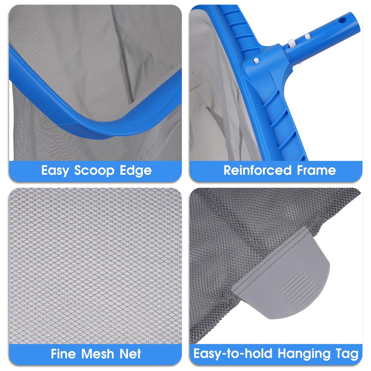 3-in-1 TidyMister Pool Cleaning Kit – Deep Grabber Pool Net, 17.5" Scrub Brush,Weighted Vacuum Head for Leaves, Algae & Debris | Essential Cleaning Set for Above Ground, Inground Pools, Spa, Hot Tub