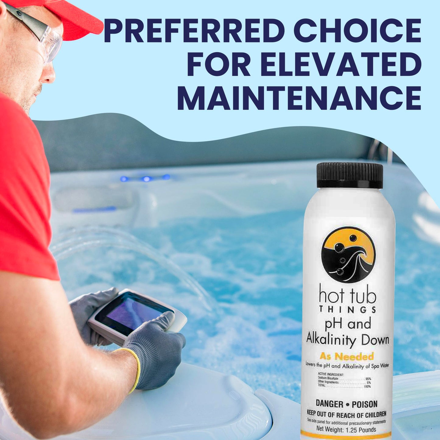 Hot Tub Things pH & Alkalinity Down - Alkalinity Decreaser for Hot Tubs & Spas - pH Down for Pools, Maintains Clear Water, Gentle on Equipment, Easy Water Balance Solution for Spas & Pools - 1.25 lb