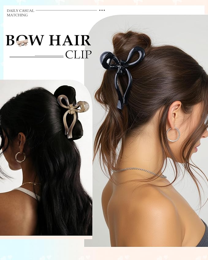 4 PCS Bow Hair Clips for Women Bow Claw Clip 5" Extra Large Hair Claw Clips for Thick and Long Hair Cute Bows Big Clip