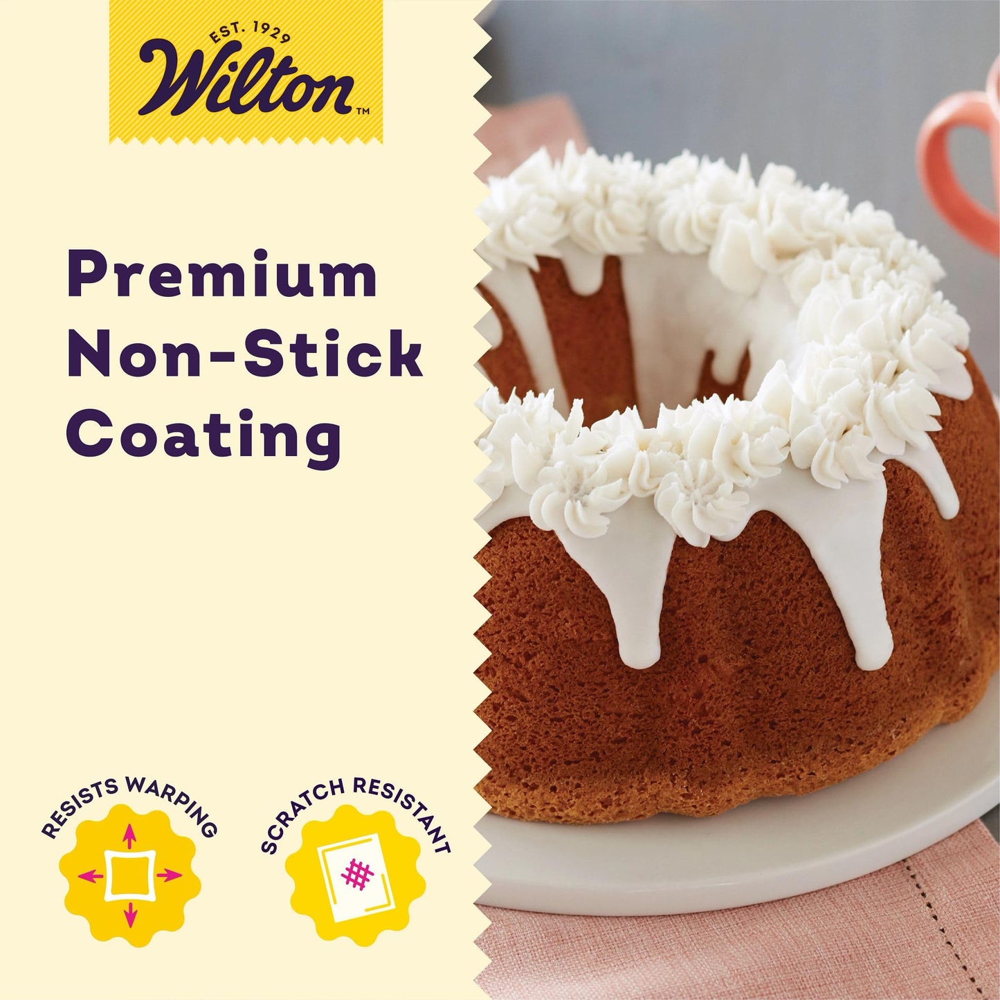 Wilton Gold Premium Non-Stick Warp-Resistant Bakeware, Made without PFAs, Fluted Tube Pan, 9.49 in, Packaging May Vary