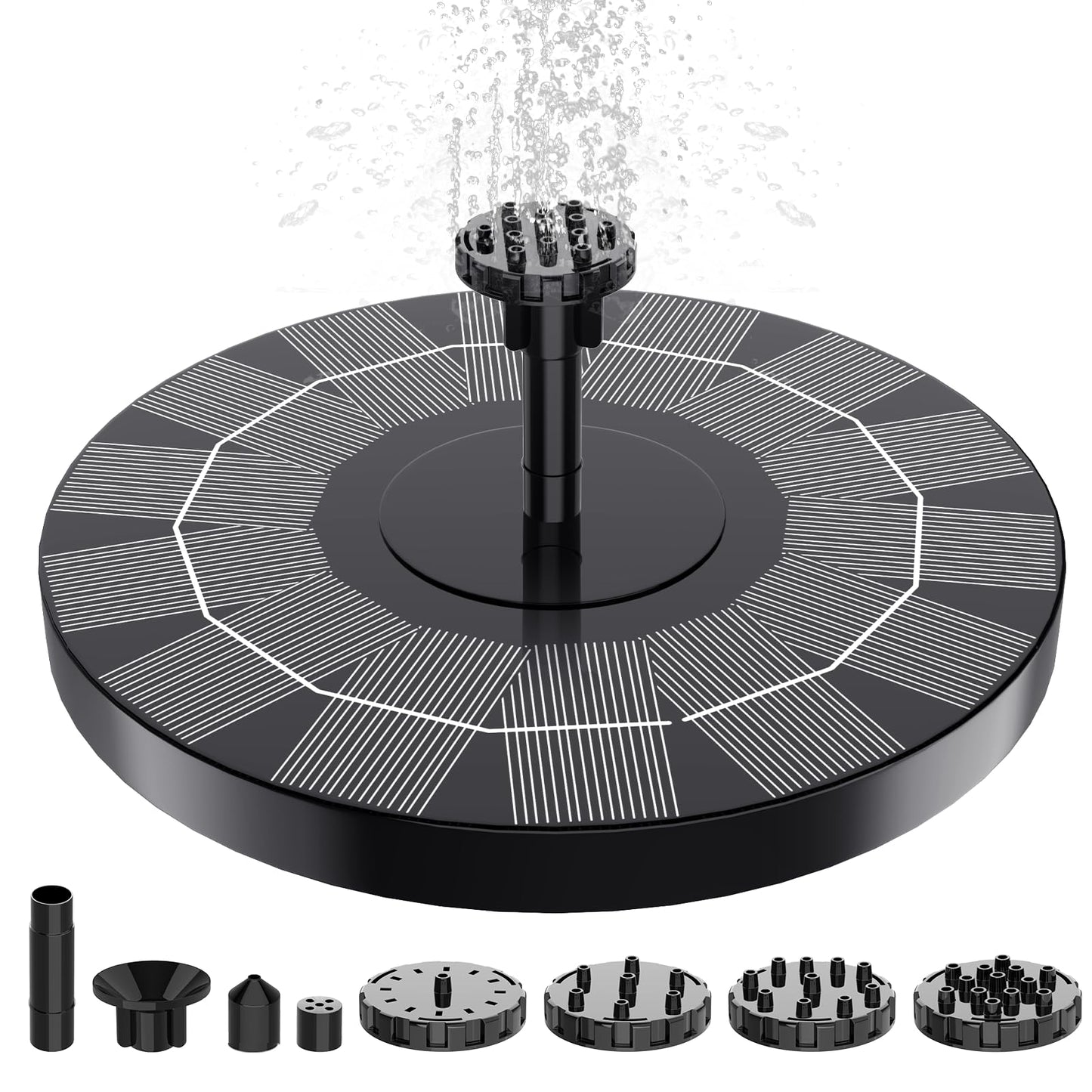 SHANCHAHUA 2.5W Solar Bird Bath Fountain Pump, Solar Fountains, Solar Powered Water Fountain with 6 Nozzles and Fixer for Bird Bath, Outdoors, Fish Tank, Pond, Pool and Garden