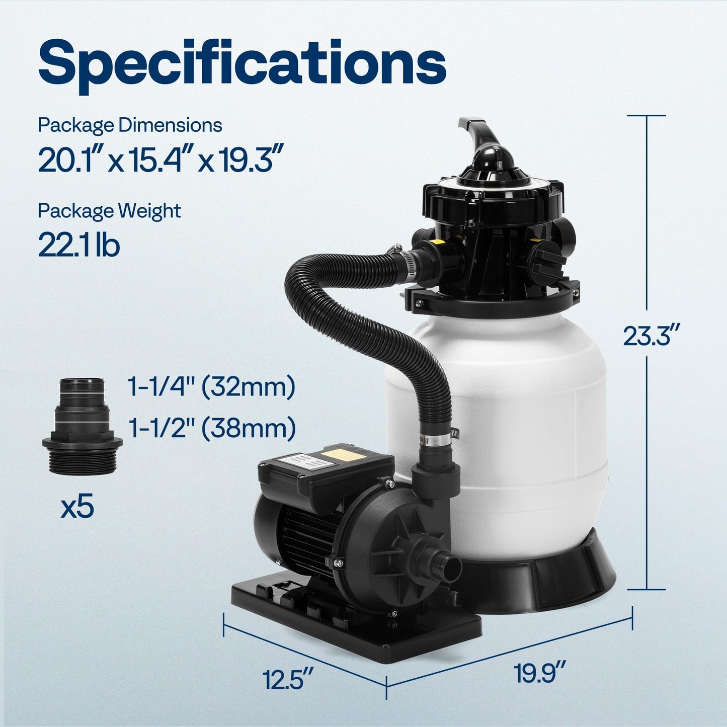 VIVOHOME 2087 GPH Sand Filter Pump for Above Ground Pools up to 4,600 Gallons, 7-Way Valve with 22 lb Sand Capacity, Heavy-Duty Rust-Resistant Housing