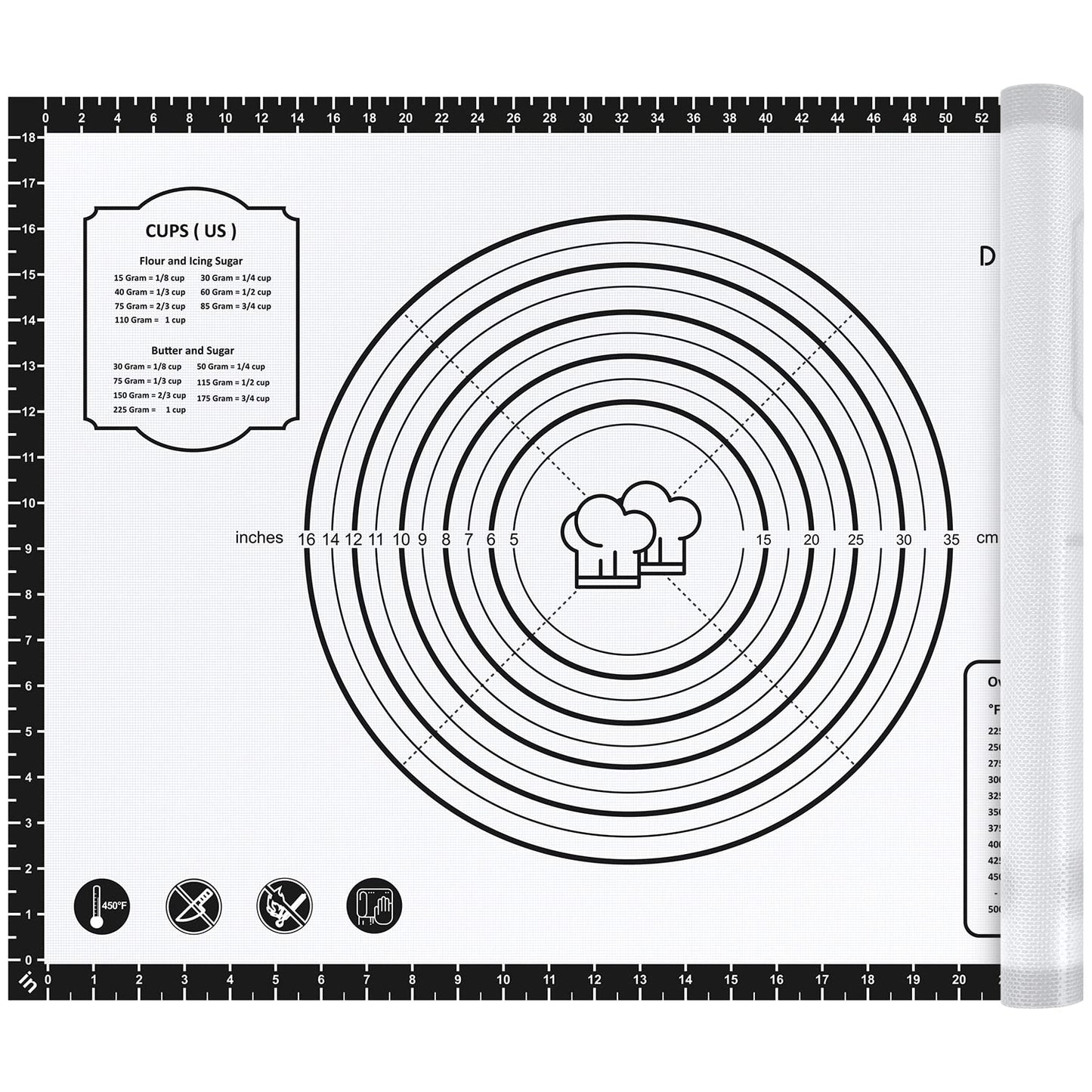 Pastry Mat, 28" x 20" Food Grade Silicone Extra Large Non Stick Baking Sheet Mat with Measurement for Making Cookies,Macarons,Bread and Pastry