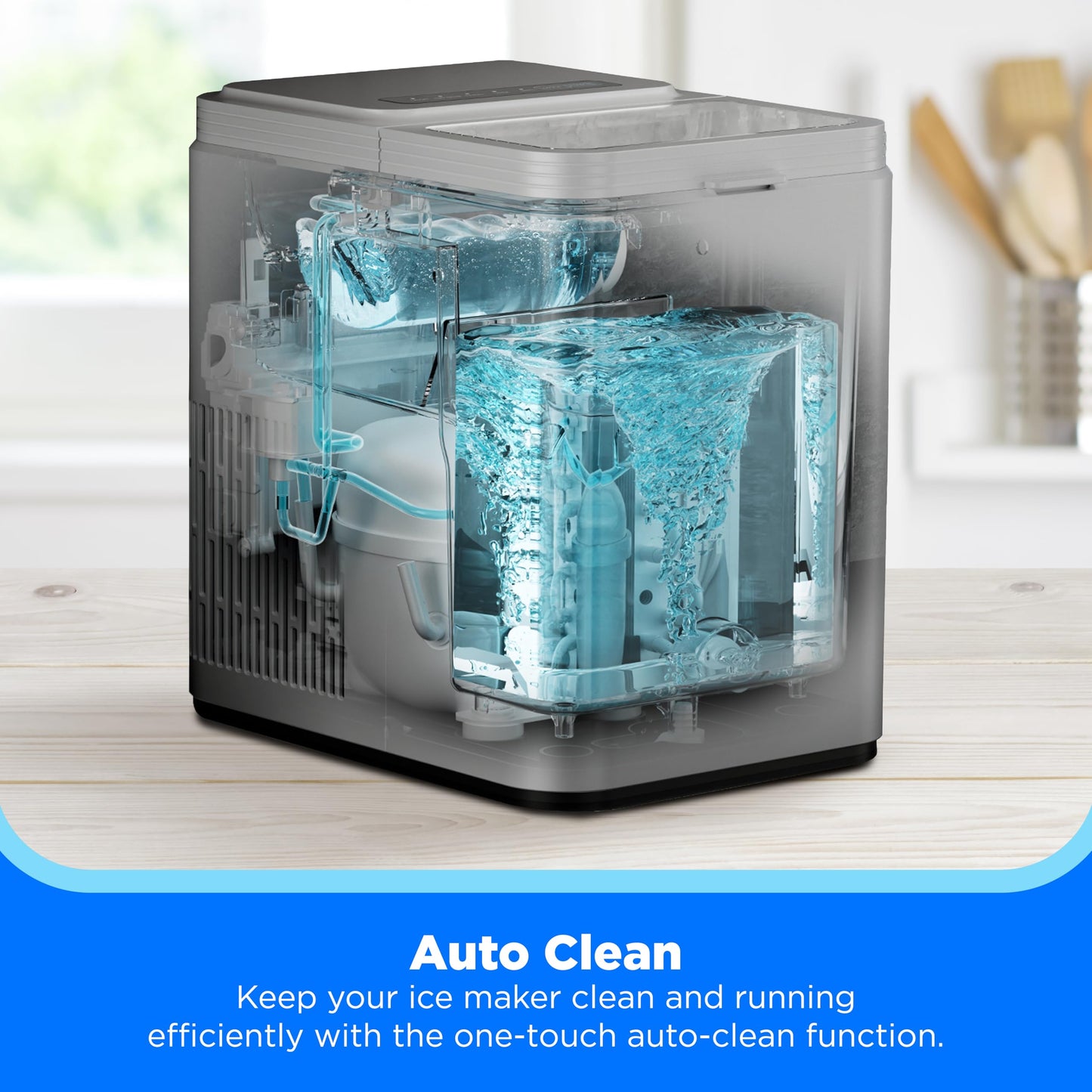 Midea MERI26B1AGY Countertop Bullet-Ice Maker, 8 Ice Bullets Ready in 6 Minutes, 26lbs/24H, Self-Cleaning Function with Ice Scoop and Basket for Home/Office/RV