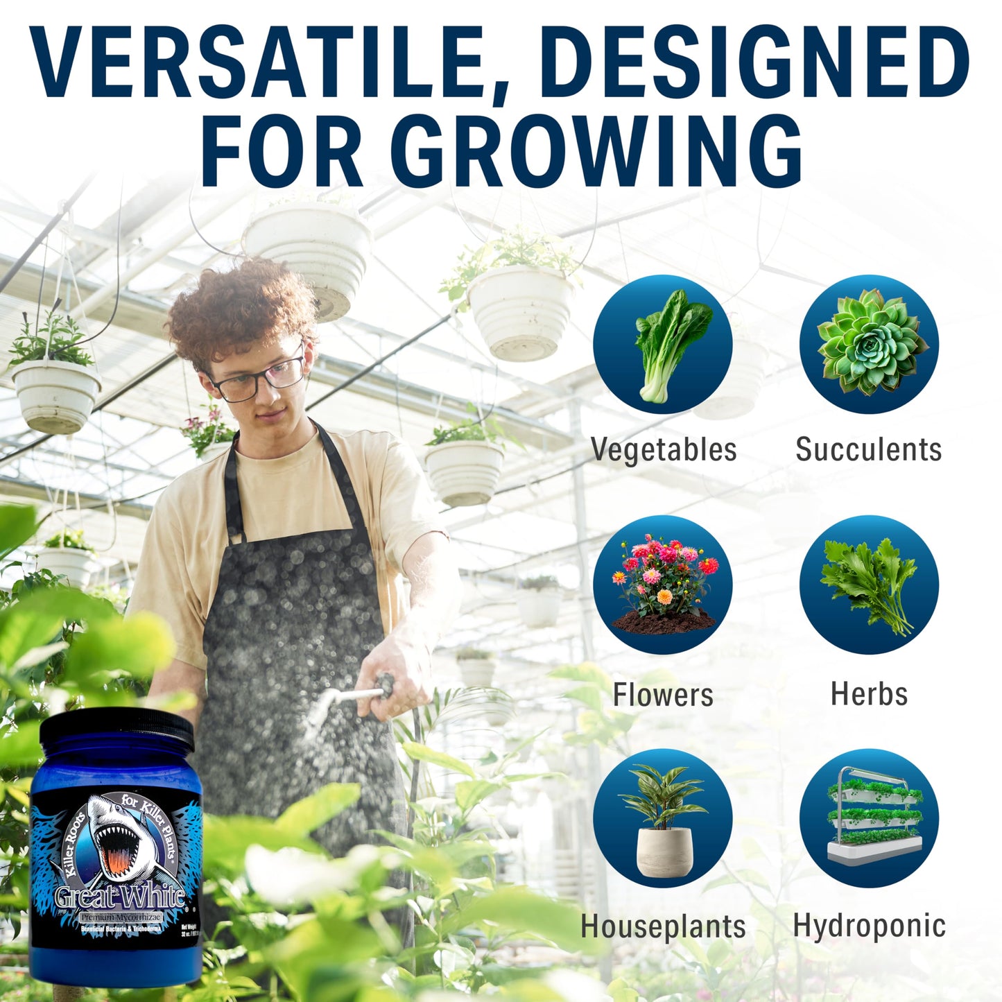 Great White Mycorrhizal Fungi, Beneficial Bacteria for Plant Growth, Root Stimulator, Concentrated 3-in-1 Formula by Plant Success (32 oz)