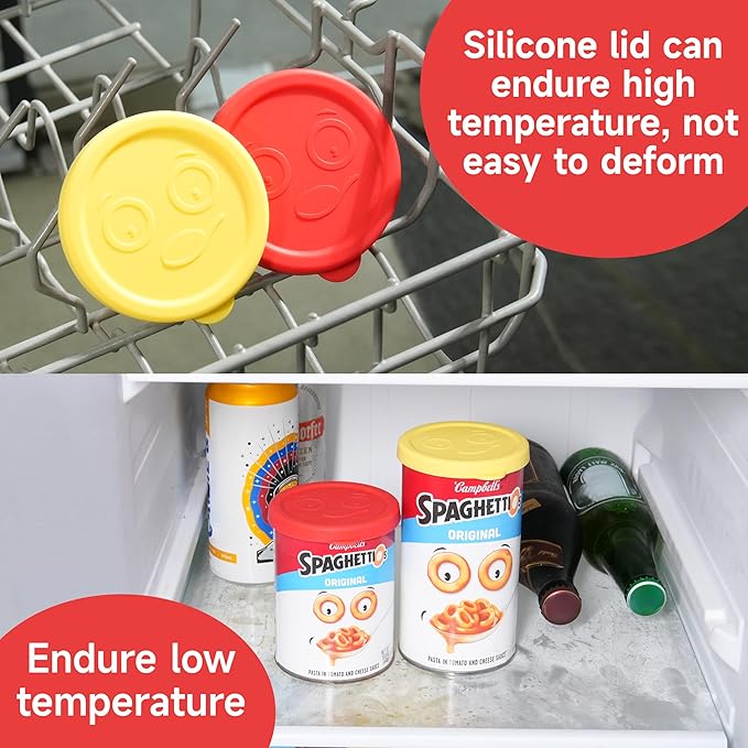 2 Packs Silicone Lids for 15.6 oz and 15.8 oz SpaghettiOs Canned Pasta, Food Sealing Lids for Can, Can Covers for Canned Good, Freezer&Dishwasher Safe (Can NOT Included)