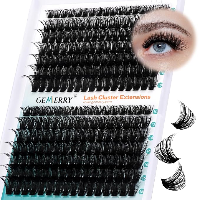 Eyelash Clusters Fluffy Lash Clusters Thick 280pcs Cluster Eyelash Extensions DIY At Home Individual Lashes Cluster Lashes by GEMERRY（80P+100P-10-18mm)