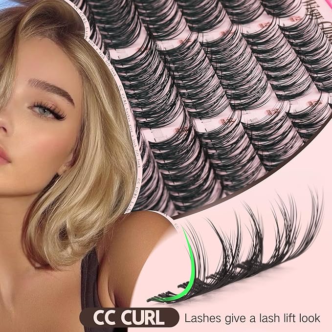 Goddvenus Wispy Natural Lash Clusters CC Curl DIY Cluster Eyelash Extensions for Clean Makeup, Individual False Eyelashes Cat Eye Lash Clusters