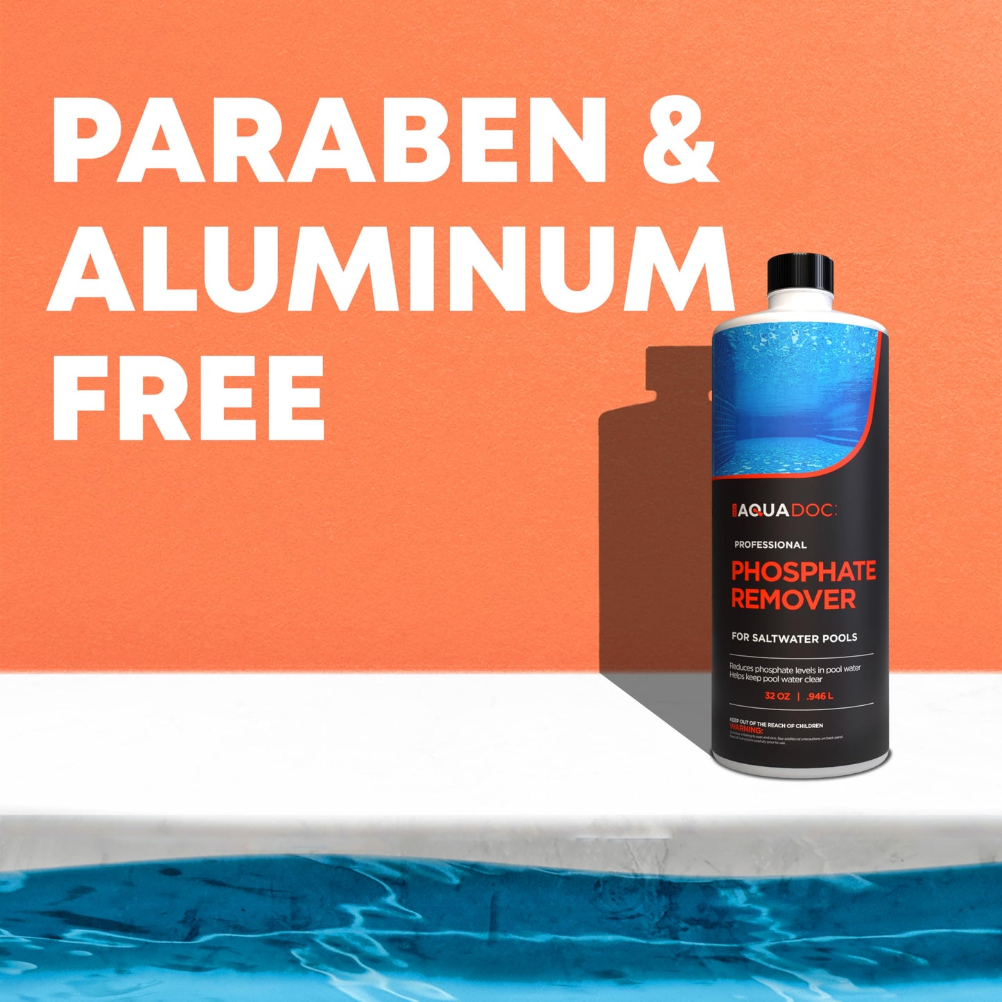 Phosphate Remover for Saltwater Pools - Pool Phosphate Remover to Reduce Phosphates and Improve Water Clarity - AquaDoc Pool Maintenance Formula Made in USA - 32oz