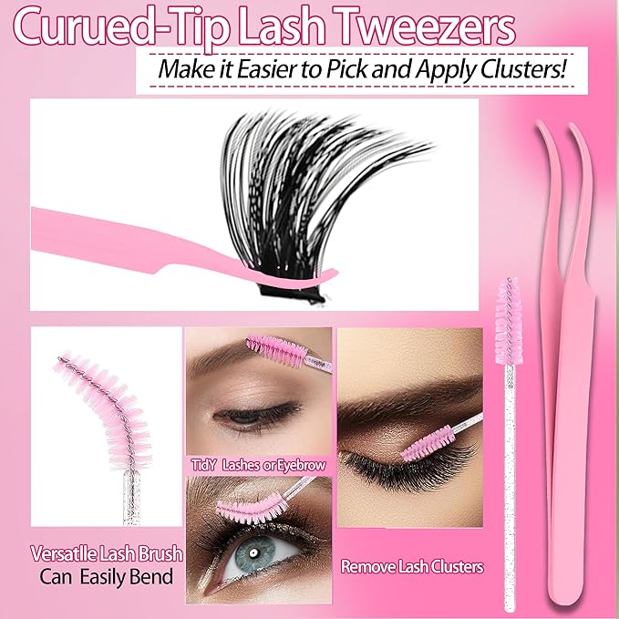 YIDUO 994Pcs Lash Clusters Kit Gift Packs 60D/80D/100D Volume 3D Clusters Lashes Extensions Kit 10-20mm D Curly Wispy Soft DIY Individual Eyelash Extension Kit 4 Box pestañas postizas Bulk Pack