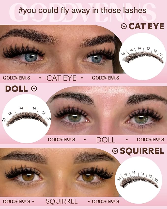 Fluffy Manga Lash Clusters Kit, Natural Wispy Cluster Eyelash Extensions, DIY Lash Extension at Home For Dolly Anime Look, Fairy Individual Lashes Kit with Waterproof Bond and Seal