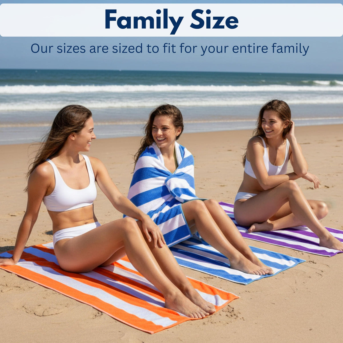 BolBom*S Beach Towels 6 Pack Large 30x60-100% Cotton Beach & Pool Towels Bulk Cabana Stripe - Quick Dry Bath Towel Set for Swim, Beach Essentials, Bathroom, Hot Tub, Yoga, Hotel & Airbnb Guests