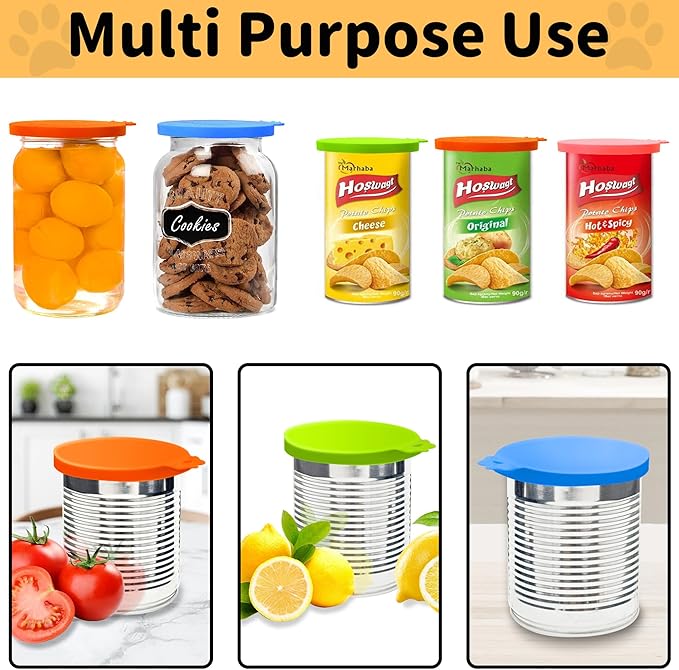 Lydia's Deal 4 Pack Universal Pet Food Can Covers, Silicone Lids for Dog and Cat Cans, Fit Most Standard Sizes (Multicolor)
