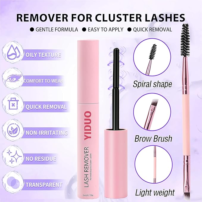 YlDUO 3 Style Lash Clusters Kit Wispy Clusters Eyelash Extensions Kit 10-18mm Individual Lashes Extension, DIY Natural Soft Thin Band Fake Eyelash Kit with Bond and Seal*2|Tweezers|Removers