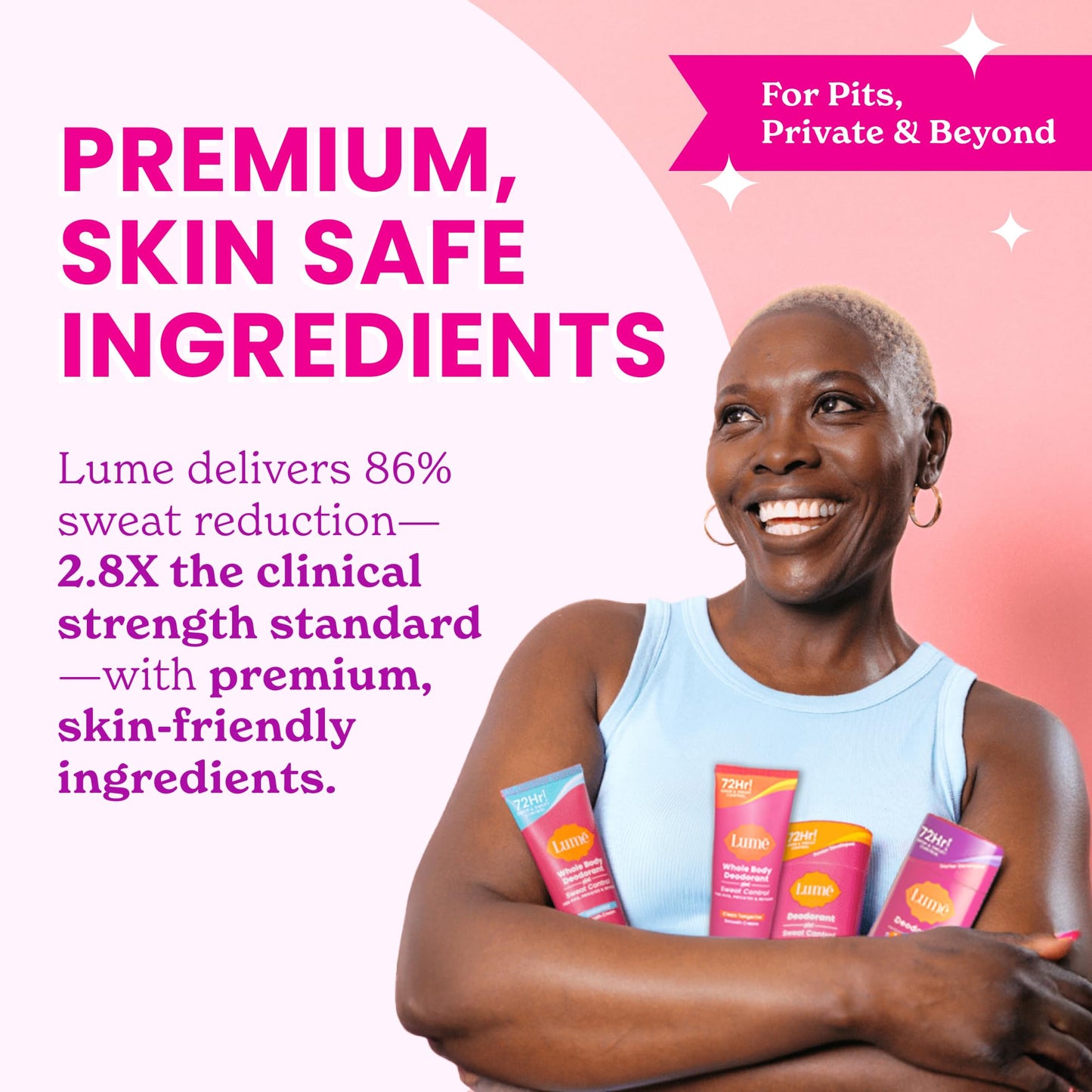 Lume Whole Body Deodorant Plus Sweat Control - Smooth Cream Tube - 72 Hour Odor And Sweat Control - Baking Soda Free, Skin Loving - 3.0 ounce (Pack of 2) (Soft Powder & Lavender Sage)