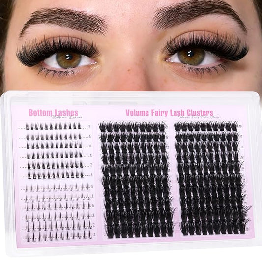 Lash Clusters with Bottom Lashes Fluffy Eyelash Clusters Fairy Individual Lashes 100D Wispy Cluster Eyelash Extensions D Curl Cluster Lashes Spiky Lash Extensions by Boahankuke
