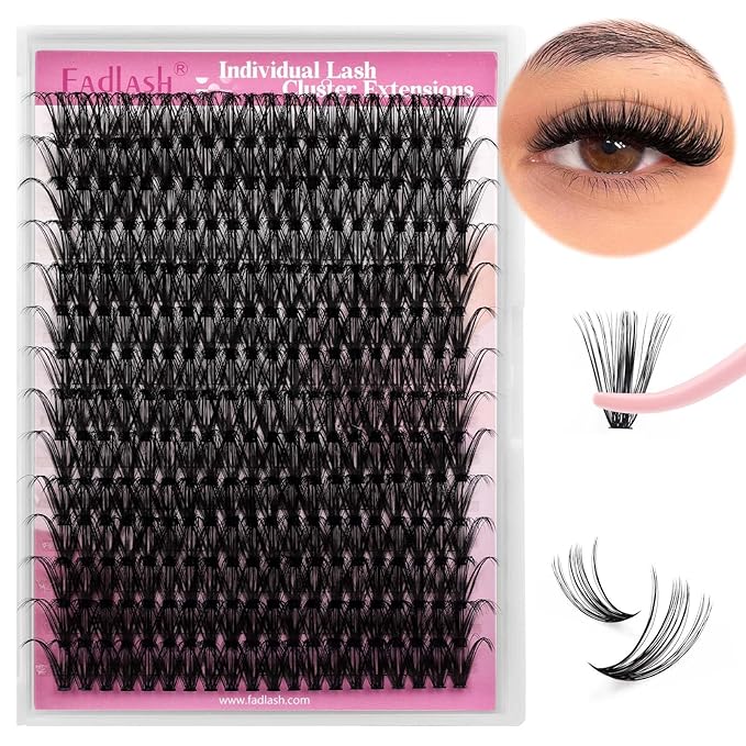 Cluster Lashes 40D D Curl Large Tray Individual Lashes DIY Eyelash Extension Supplies 0.07 Matte Black Lash Clusters Wispy Eyelash Clusters Resuale (40-0.07D, 12mm)