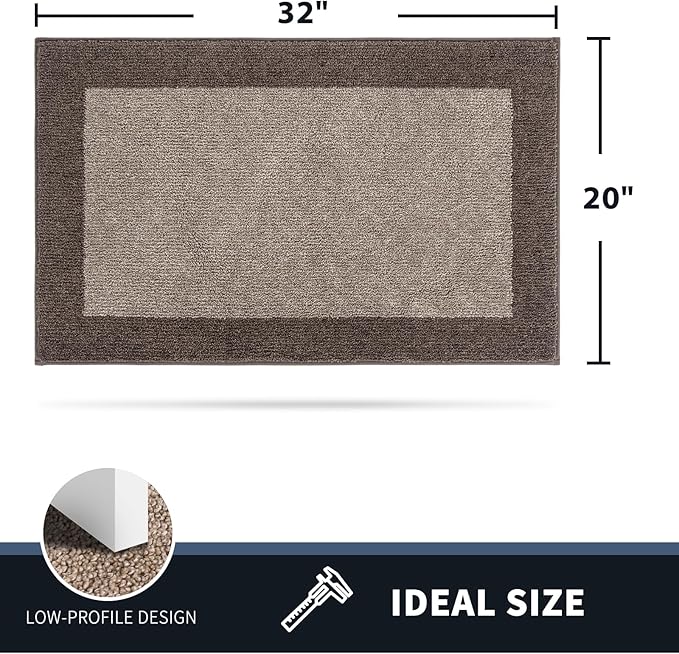 PURRUGS Dirt Trapping Door Mat 20" x 32", Non-Slip Washable Entry Mat, Dog Doormat, Front Door Mat, Super Absorbent Entrance Mat for Muddy Shoes & Paws, Beige & Grayish Brown