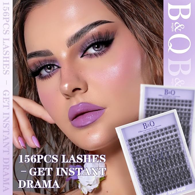 B&Q Wispy Lash Clusters Full B01,Eyelash Clusters 156PCS Comfortable band Cluster Eyelash Extensions,8-18mm Volume Individual Lashes Lightweight D Curl Lash Clusters Soft Eyelashes Natural Look(B01)