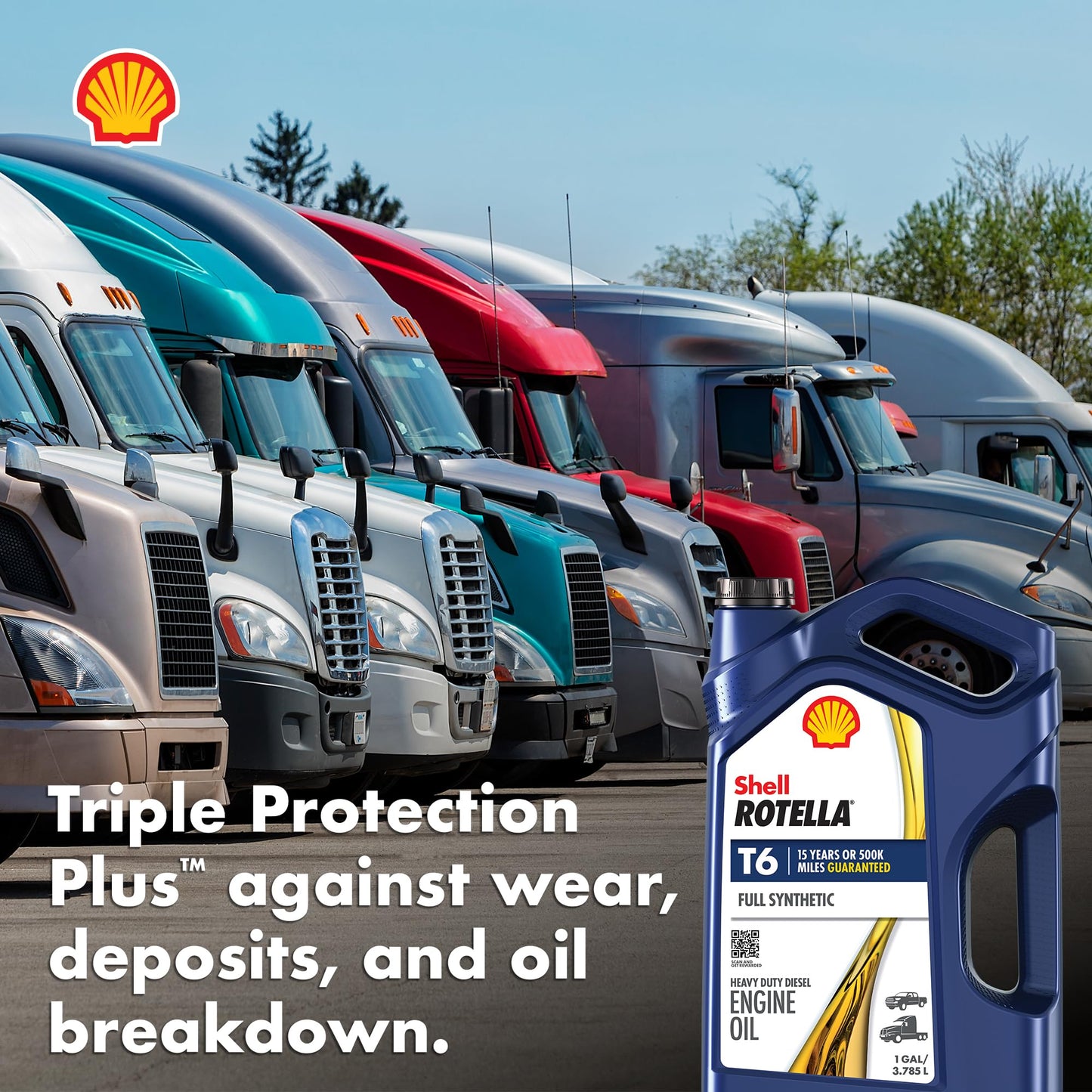 Shell Rotella T6 Full Synthetic 5W-40 Diesel Engine Oil, 1 Gallon (3 Pack)
