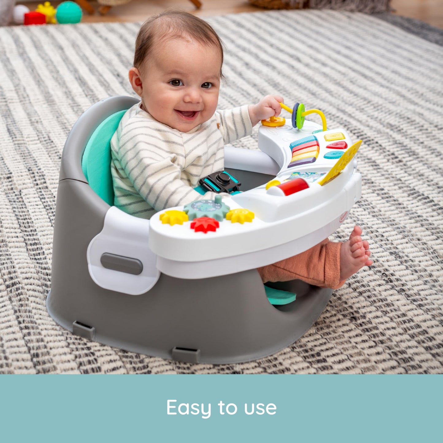 Infantino Music & Lights 3-in-1 Discovery Seat & Booster, Interactive Toddler Seat for Dining Table or Kitchen Chair, Baby Activity Center & Snack Tray, 20 Sounds & Songs, Lightweight Baby Essentials