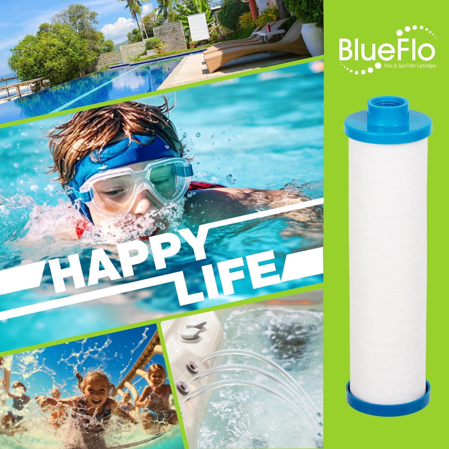 BLUEFLO Hot Tub Filter Disposable Pool and Spa, Garden Hose Pre Filter, Replaces for Filbur FC-3128, Pleatco PPS2100, PP6903, 1 Pack