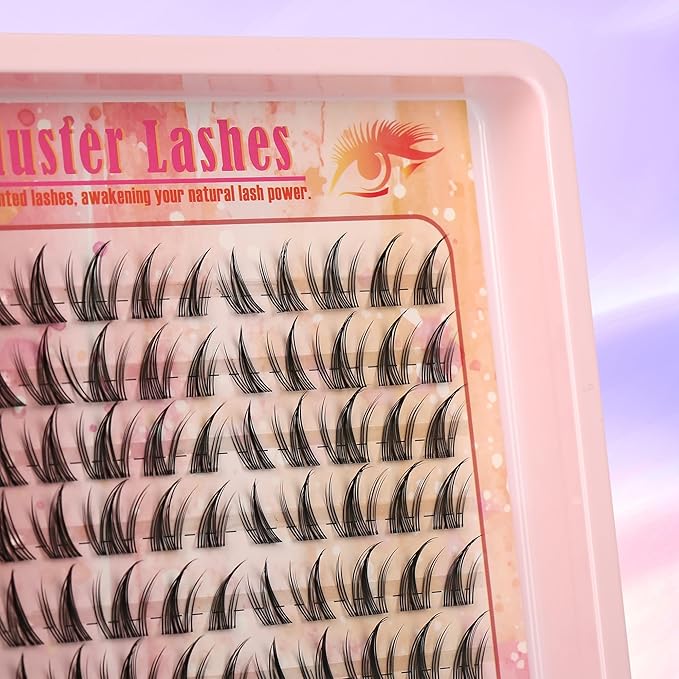 Lash Clusters Manga Lash Clusters Kit Anime Eyelash Clusters Wet-Look Clear Band Fairy Lashes Pack C Curl Spiky Individual Lashes Clusters Lash Glue Lash Tweezers