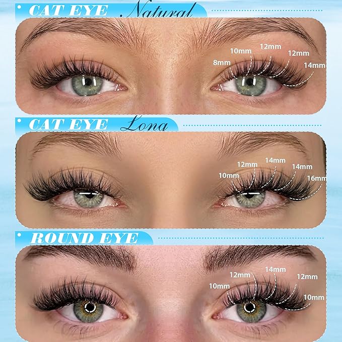 Pawotence Wispy Lash Clusters Natural Cluster Eyelash Extensions 154pcs Individual Lashes 8-16mm Cluster Lashes Extension DIY False Eyelashes Soft Comfortable Natural Eyelash Clusters with Thin Band