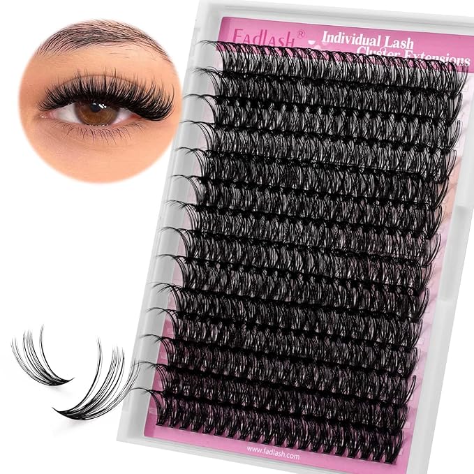 Lash Clusters 20mm Individual Lashes Cluster Black Volume Eyelash Clusters Long Individual Lash Extensions D Curl Cluster Lashes DIY Eyelash Extension (40D-0.07D, 20mm)