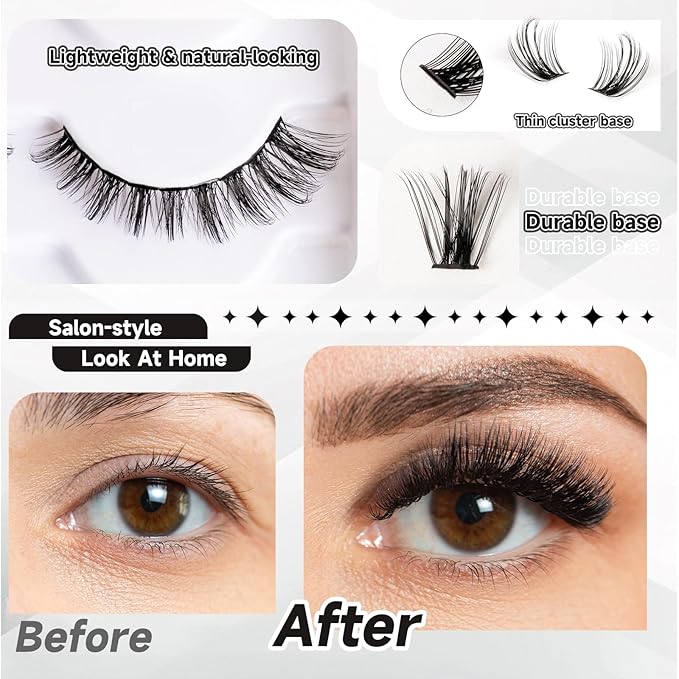 Lash Clusters 240pcs Manga Lash Extension Kit 10-18mm Cluster Eyelash Extensions Natural Lash Individual Lashes -M33-Natural
