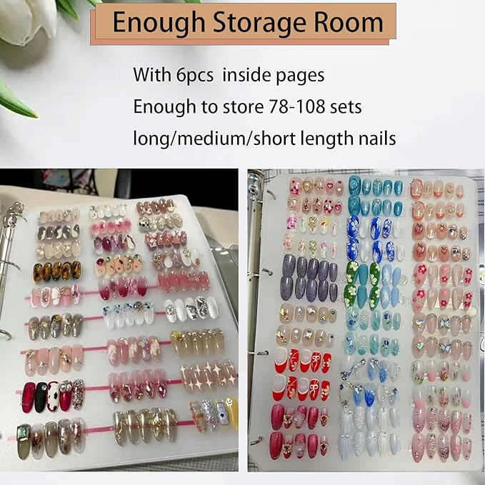 Large Press On Nail Organizer 10 PCS Clear Empty Press On Nail Storage Press On Nail Packaging for Fake Nail Storage Nail Display Nail Salon Press On Nail Supplies Organizer with Nail Tape