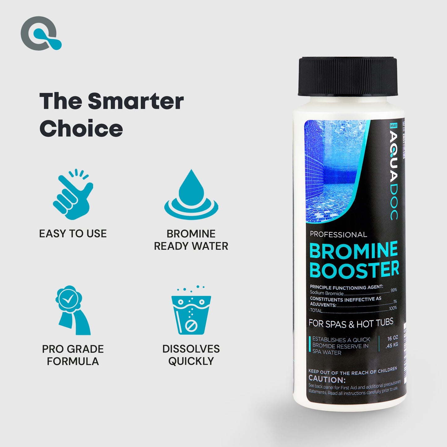 AquaDoc Bromine Booster for Hot Tub and Spa - 16 oz - Sodium Bromide to Establish Bromide Reserve - Compatible with Bromine Tablets - Made in USA