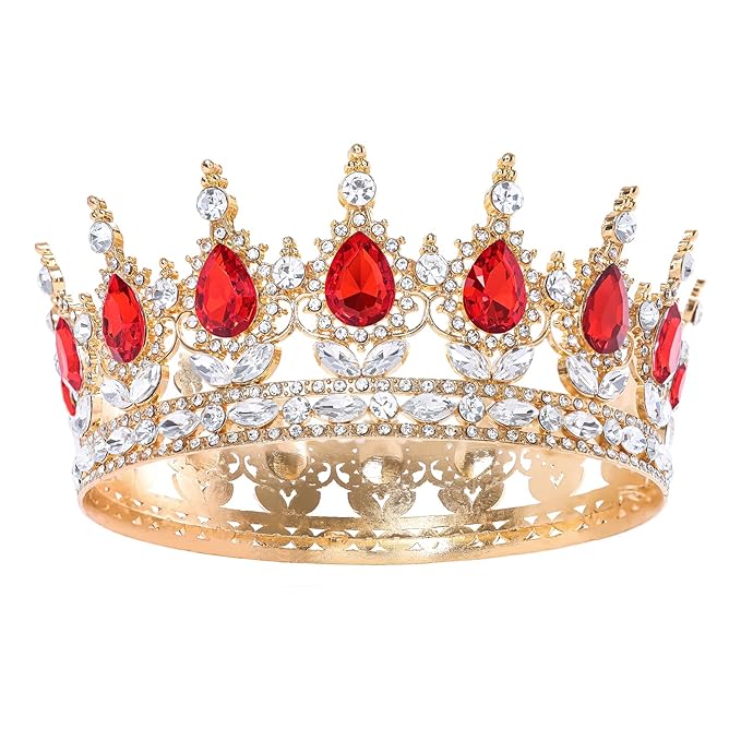 Red Queen Crown for Women Crystal Tiara for Women Rhinestone Wedding Headband for Bride Hair Accessories for Costume Birthday Party Prom Gifts