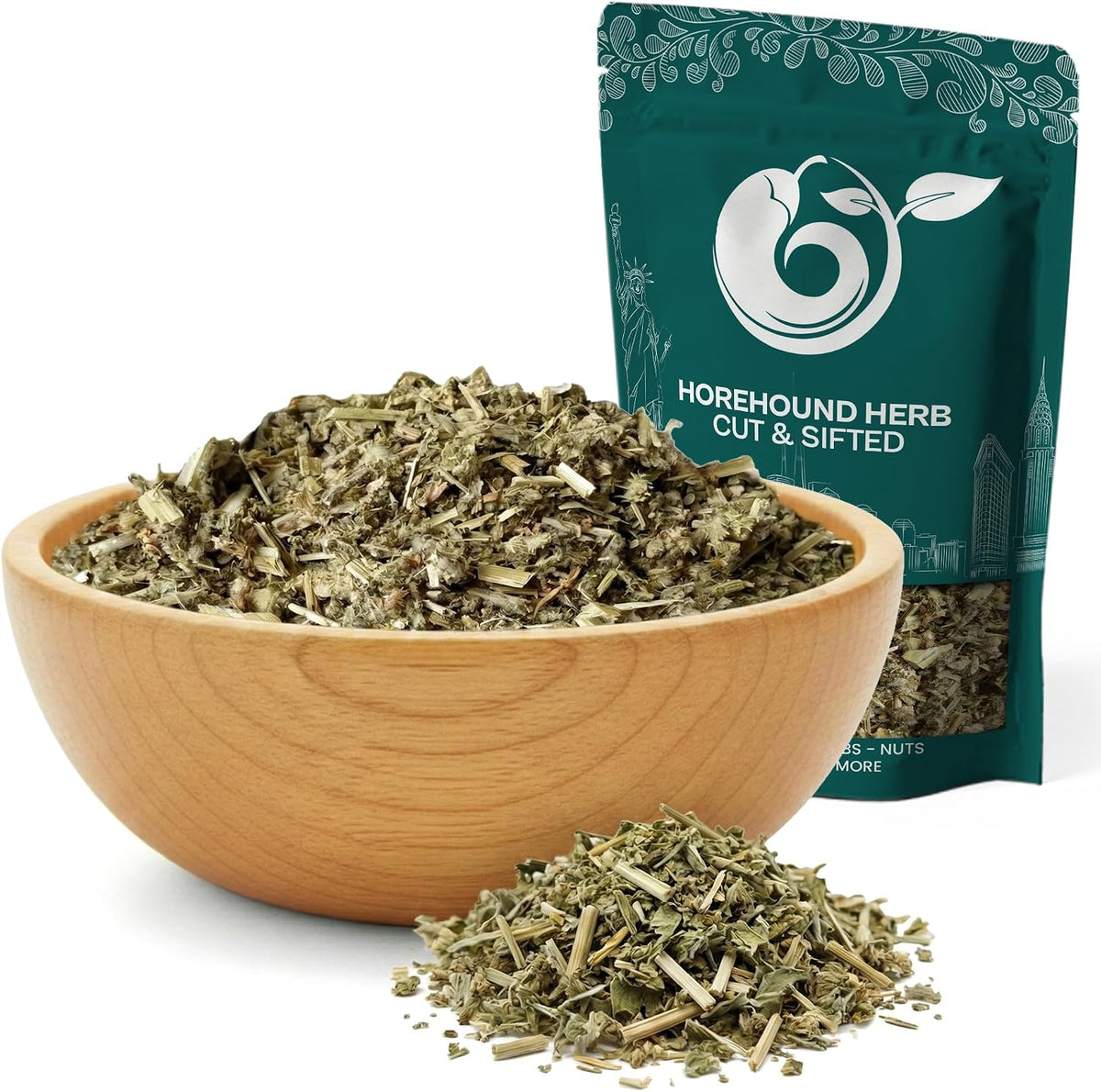 NY Spice Shop Horehound Herb Cut & Sifted - 1 Pound Marrubium L - Ballota Nigra L Herbal Tea- Marrubium Vulgare White Horehound Great for Winter Time Tea, Syrups, and Lozenges & Infused Oils