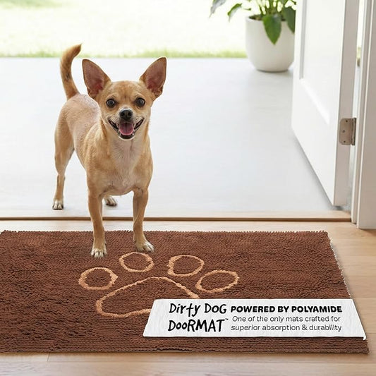 Dog Gone Smart Dirty Dog Doormat - Fast Drying Rug with Super Gripper Backing for Clean Floors - Super Absorbent Microfiber and Machine Washable Mat for Muddy Paws - Mocha