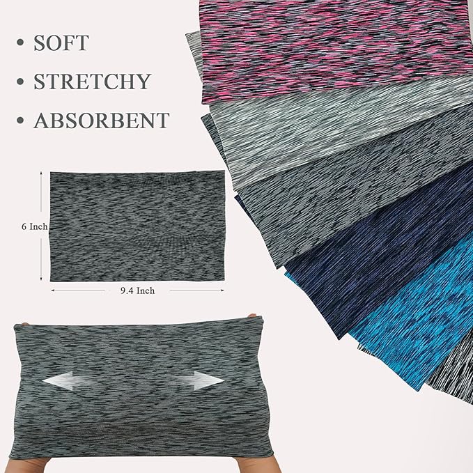 Sefiinh Wide Headbands For Women Stretch Headband Boho Head Bands Women's Hair Band Turban Workout Hairband Accessories Space Dyed 6 Pack