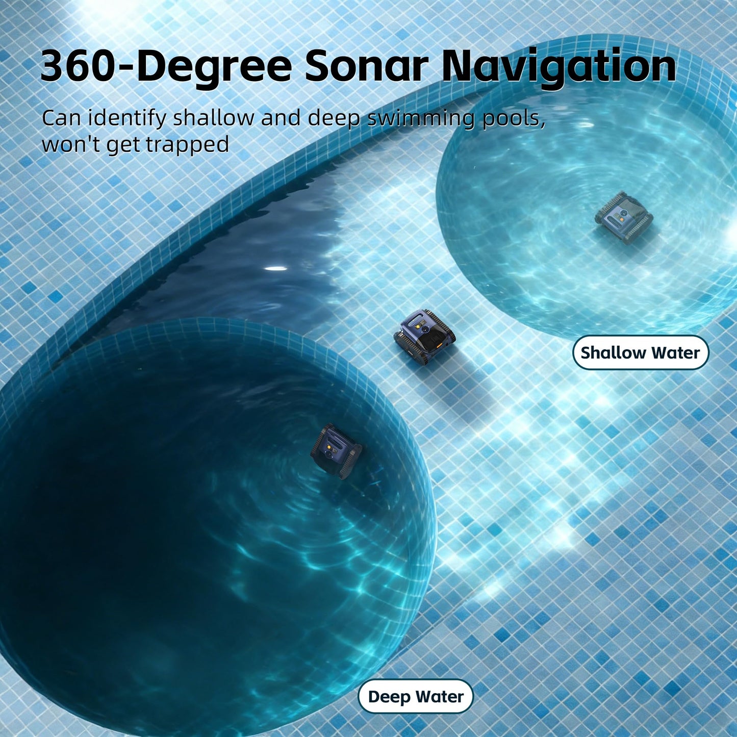 (2026 Upgrade) Pool Vacuum for Inground Pool & Above Ground Pool, Cordless Pool Cleaner with Smart Navigation, Self-Parking, LED Indicator, Wall&Waterline Cleaning Pool Robot up to 2150 Sq.ft