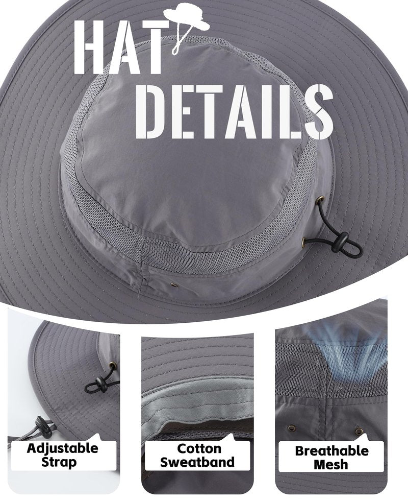 Home Prefer UPF 50+ Men's Sun Hat Wide Brim UV Sun Protection Bucket Hat for Mens Fishing Hat Womens Beach Safari Garden Golf (Dark Gray)