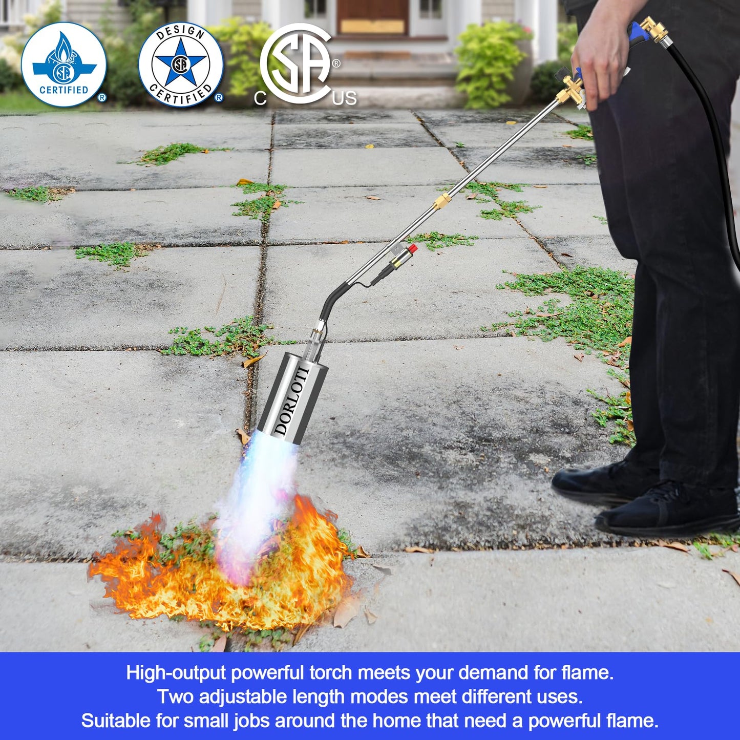 Propane Torch Weed Burner Kit, High Output with Long/Short Mode,12.5FT Hose Heavy Duty Blow Torch Flamethrower with Self Igniter and Turbo Trigger for Weeding,Roofing,Melting Ice,BBQ