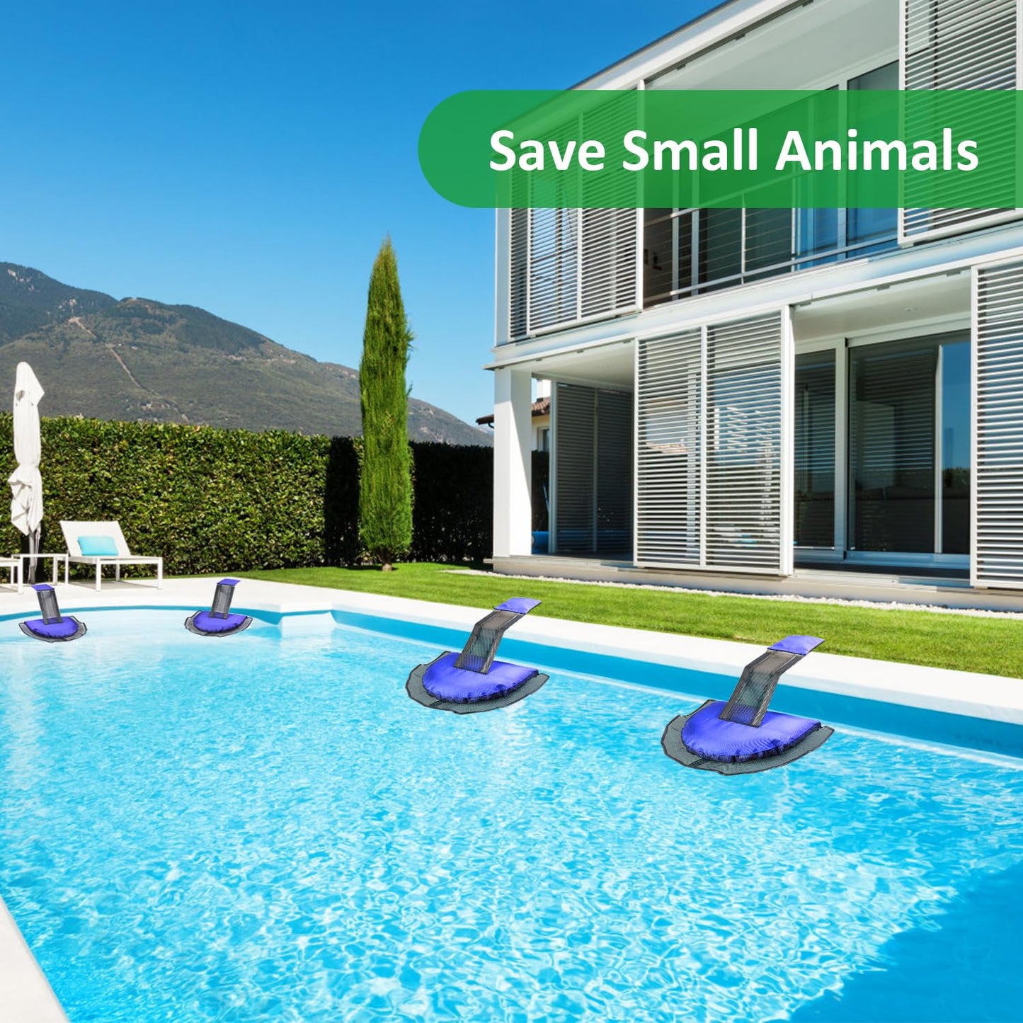 Fabflame 2 Pack Animal Saving Escape Ramp for Pools and Spas, Frog and Animals Saver for the Pool, Critter Escape Device for Small Animals Entering the Pool, Floating Ramp Rescues (2, Dark Blue)