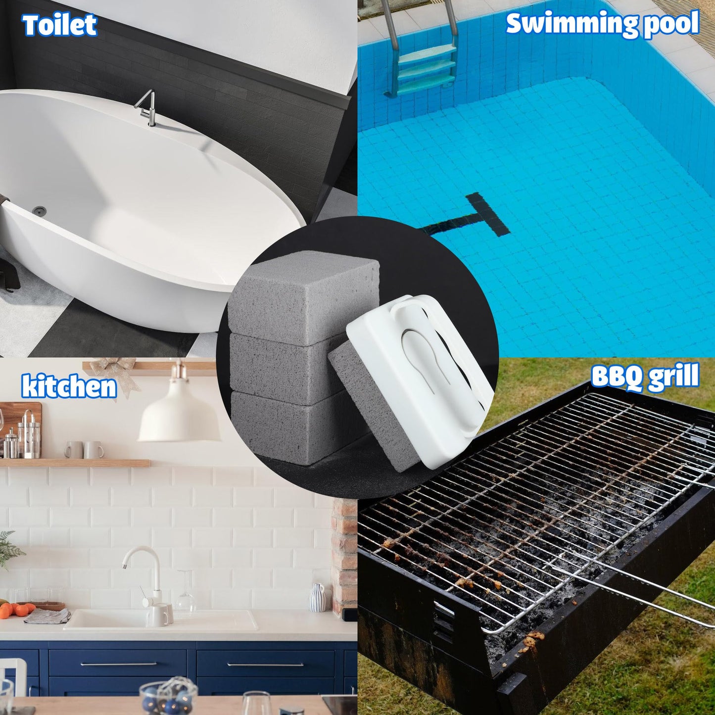 6 PCS Hand-Held Pool Pumice Stones Swimming Pumice Pool Tile Stone Replacement Pools Cleaning Block with Handle for Spa Tile Grout Concrete Cleaning