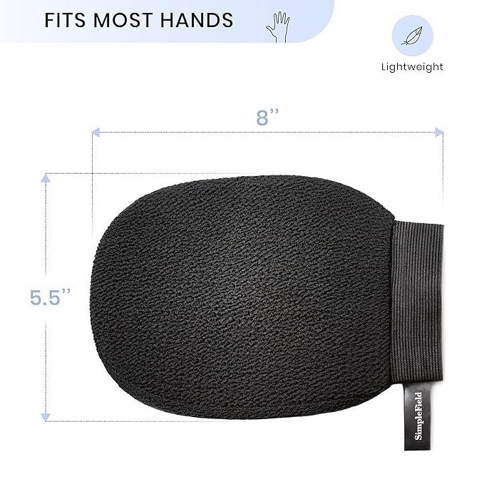 SimpleField Korean Exfoliating Mitt for Remove Dead Skin. 2 Pack 100% Viscose Kessa Deep Exfoliating Gloves for Body Scrub, Keratosis Pilaris and Self Tanning Removal. Easily Smooth Skin Surface.