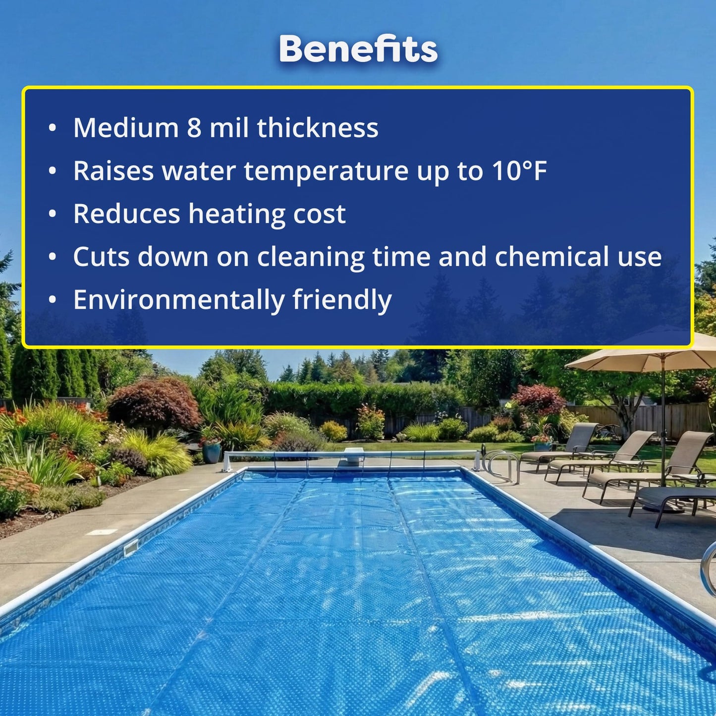 In The Swim 21' Standard Blue Round Solar Pool Cover 8 Mil for Solar Heating Above Ground Pools and Inground Pools