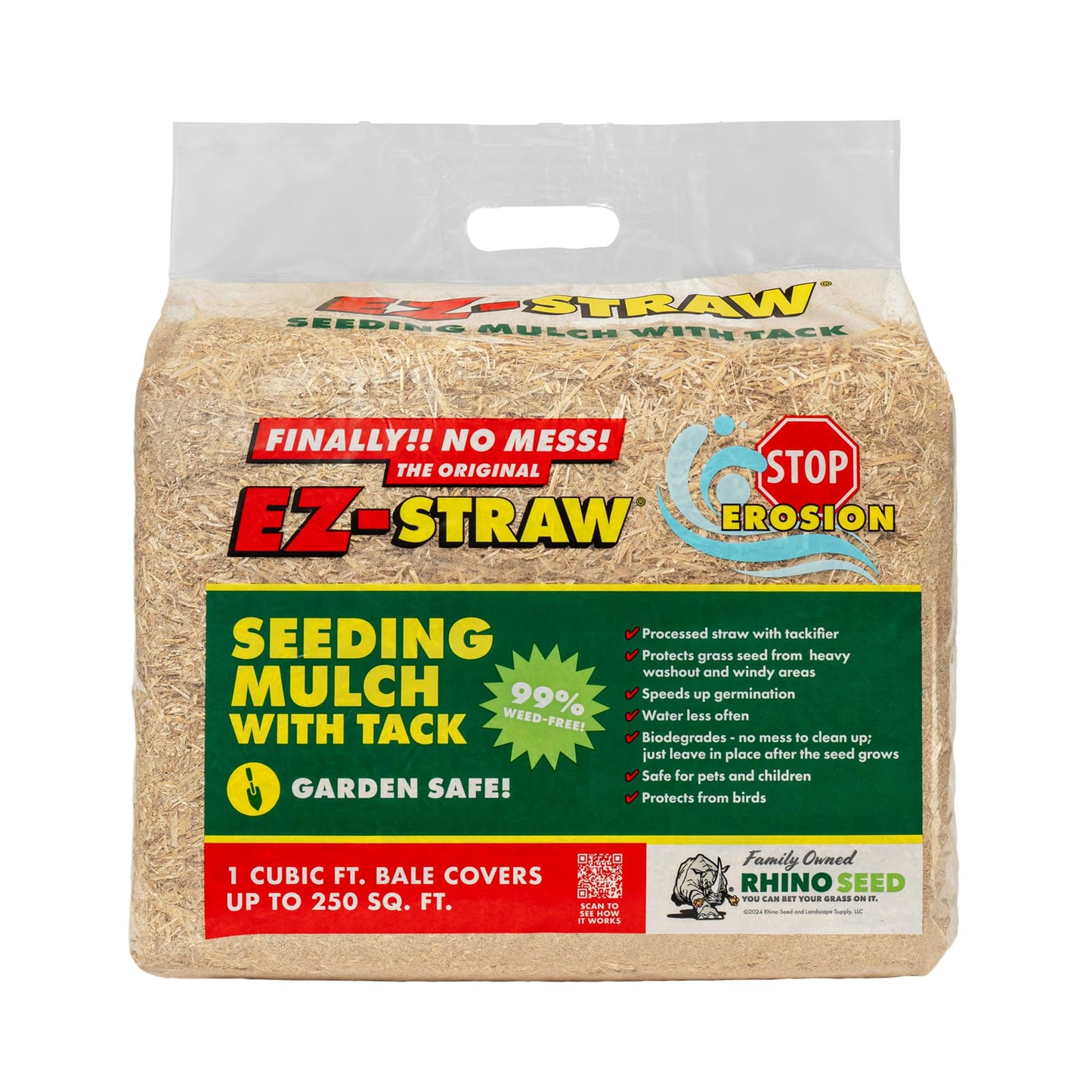 EZ Straw Seeding Mulch with Tack - Biodegradable Processed Straw, 1 cu. ft. Bale (Covers 250 sq. ft.)